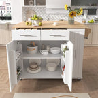 Kitchen Island Cart - Black/White - Drop Leaf - Rolling