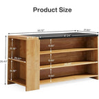 55 Inches Brown All-Wood Kitchen Island with Storage for Dining Room